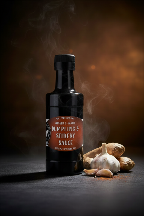 Garlic & Ginger Caramelized Soy Dumpling & stir-fry sauce